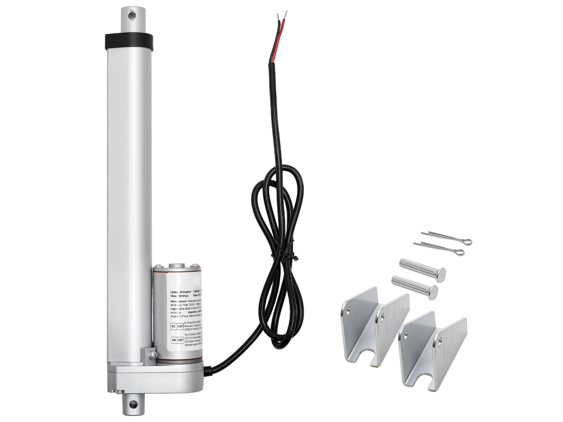 Atuador Linear de 12 V, 203,2 Mm, com Velocidade 15 Mm/s e 1000 N, Proteção Ip54 Suporte Montagem para Escrivaninhas Eleváveis, Poltronas Reclináveis