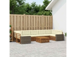 Vidaxl Conjunto De Sofás Para Exterior 8 Pcs Natural E Creme