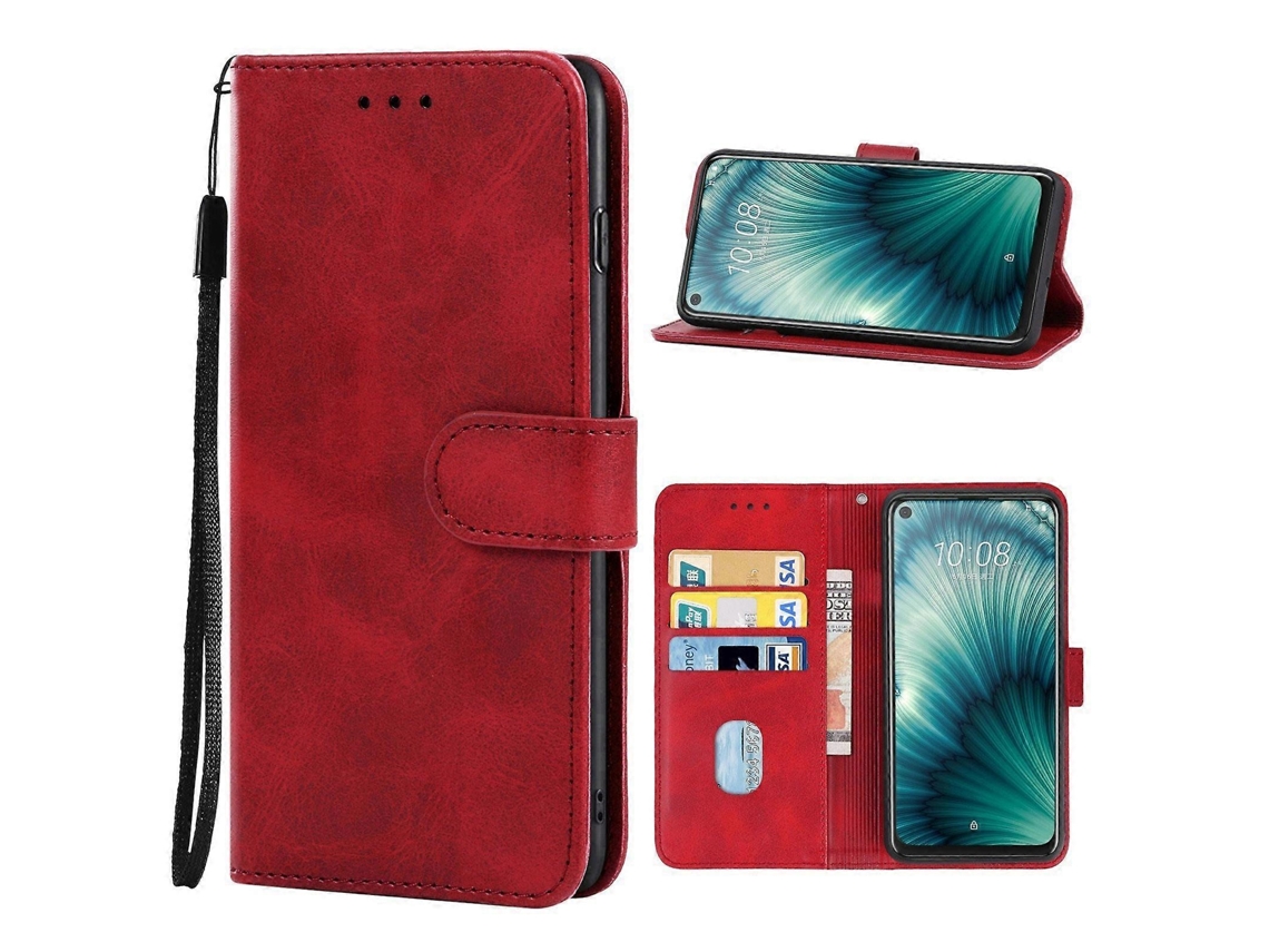 Capa De Couro Para Htc U20 5g (vermelha)