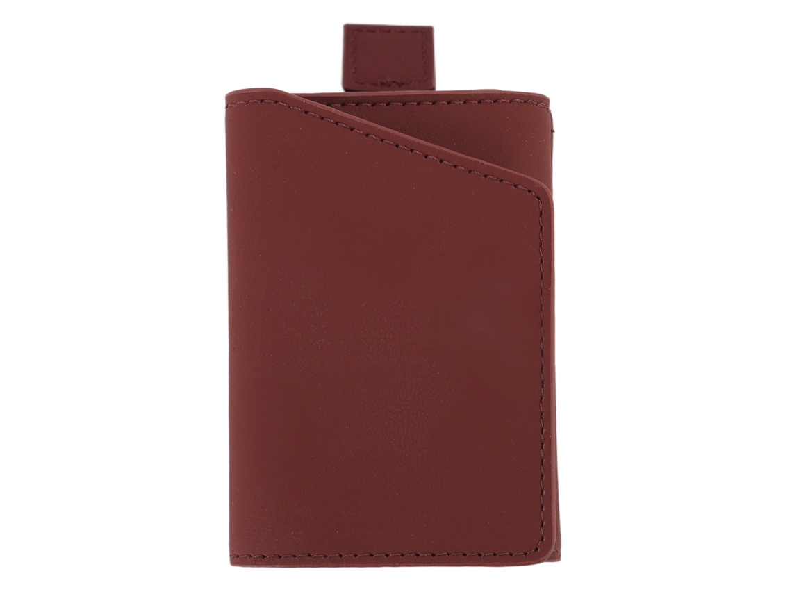 Carteira Minimalista de Couro Slim Porta cartões Multifuncional para Homens e Mulheres Marrom vermelho
