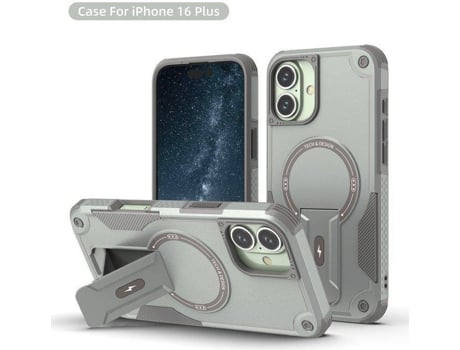 Capa Magsafe Iphone 16 Plus Com Suporte, Carregamento Sem Fio, Proteção Antichoque, Dupla Camada Pctpu E Cantos Reforçados