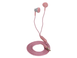 Fones de Ouvido EOOCOO, intra auriculares, com fio, controle linha, rosa