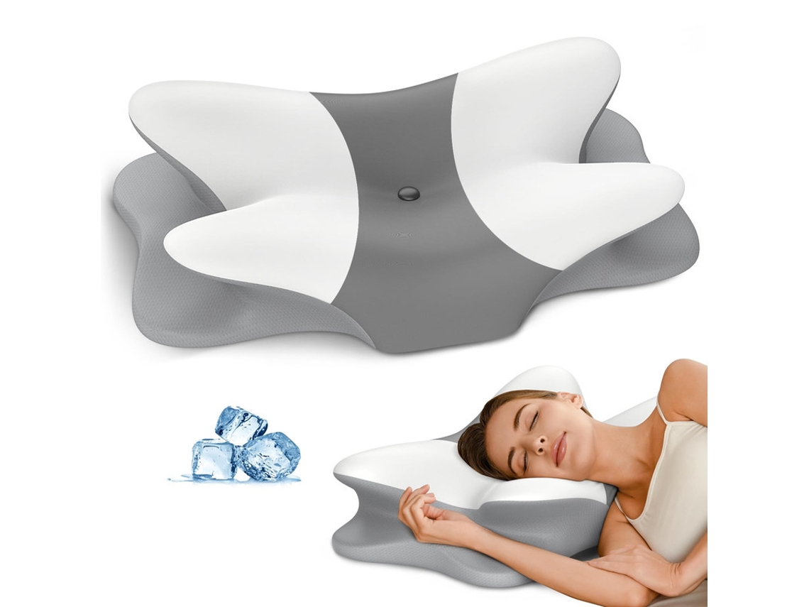 Almofada Cervical - Almofada Ergonómica Para Quem Dorme De Lado, Com Suporte Para O Pescoço E Espuma Viscoelástica Refrescante