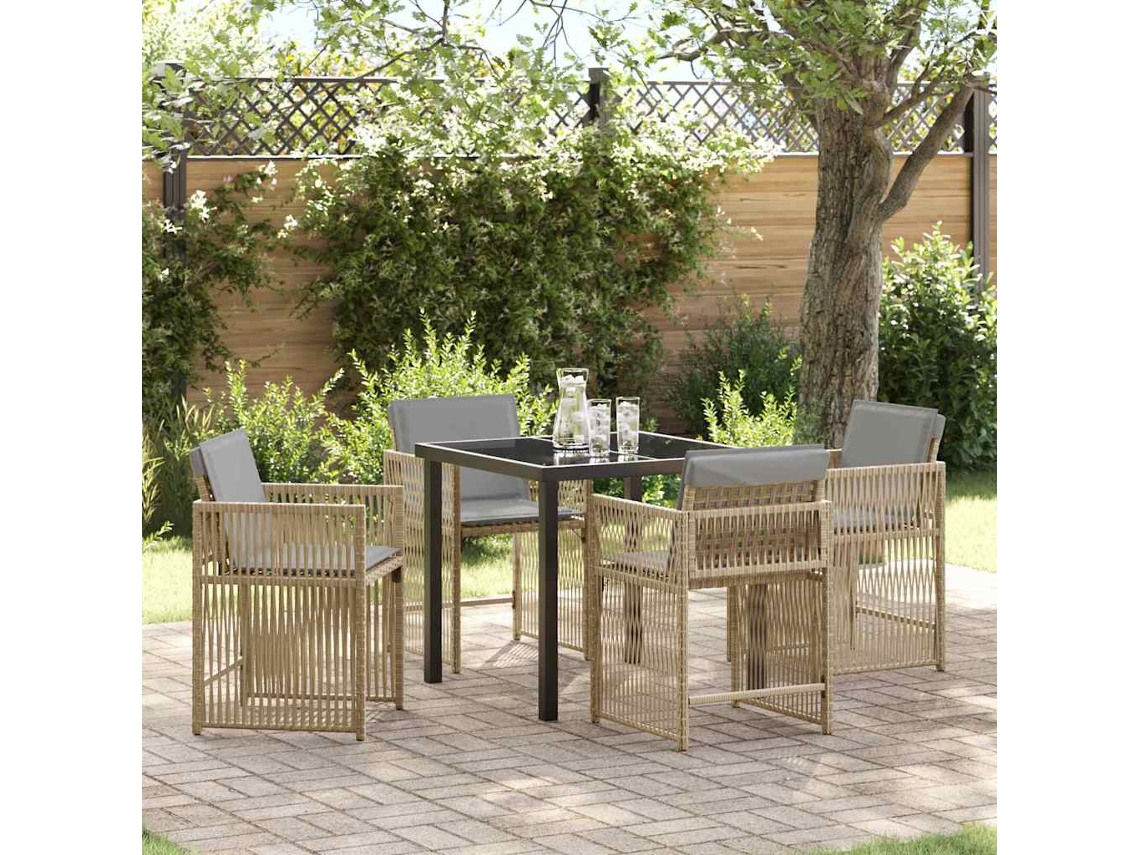 Vidaxl Conjunto De Jantar Para Jardim 5 Pcs Bege Vime Pe