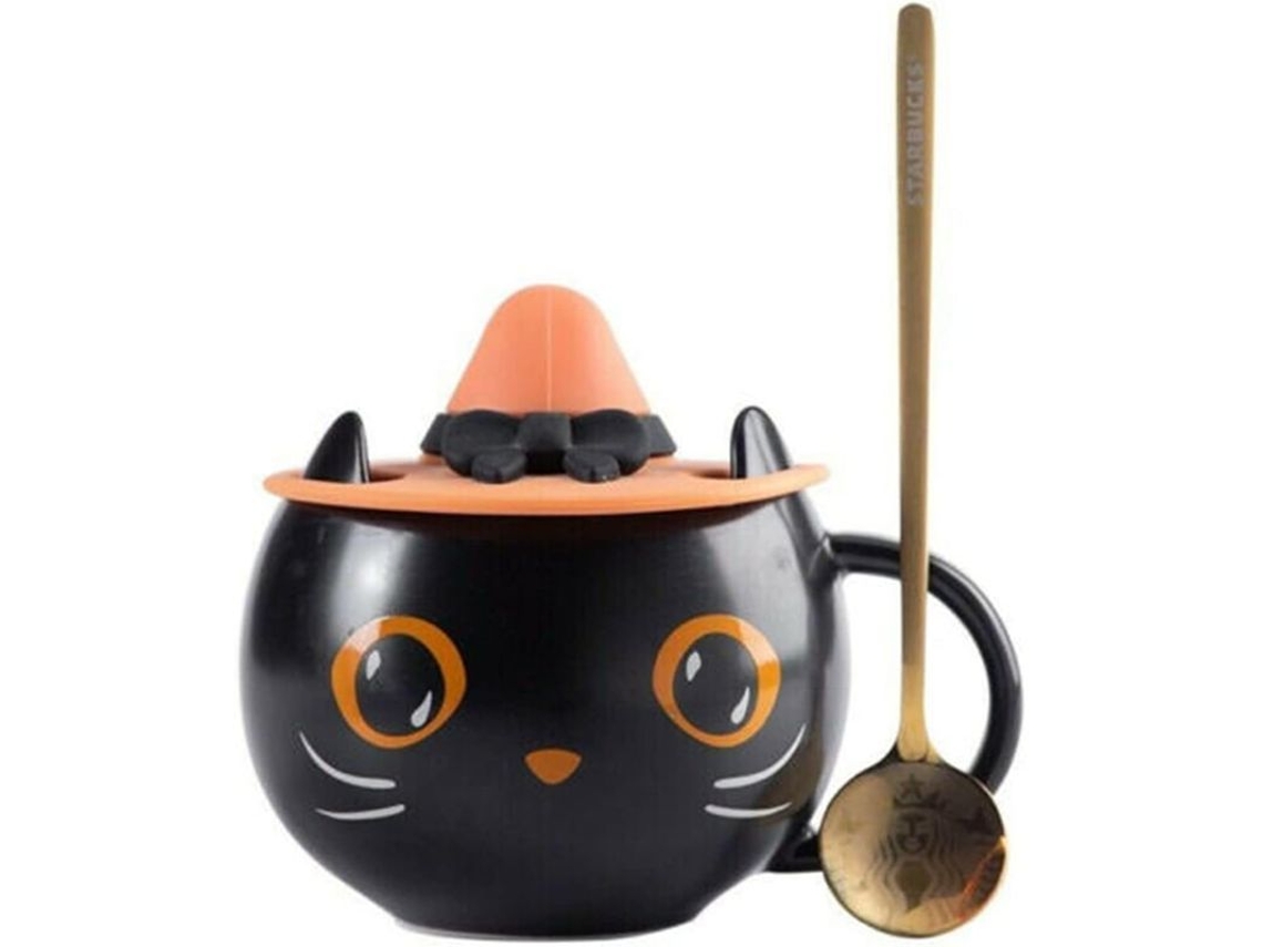 Taza De Cerámica Gatito Negro Con Gorro De Bruja Para Amantes De Gatos Regalo Original Café Té Bebidas