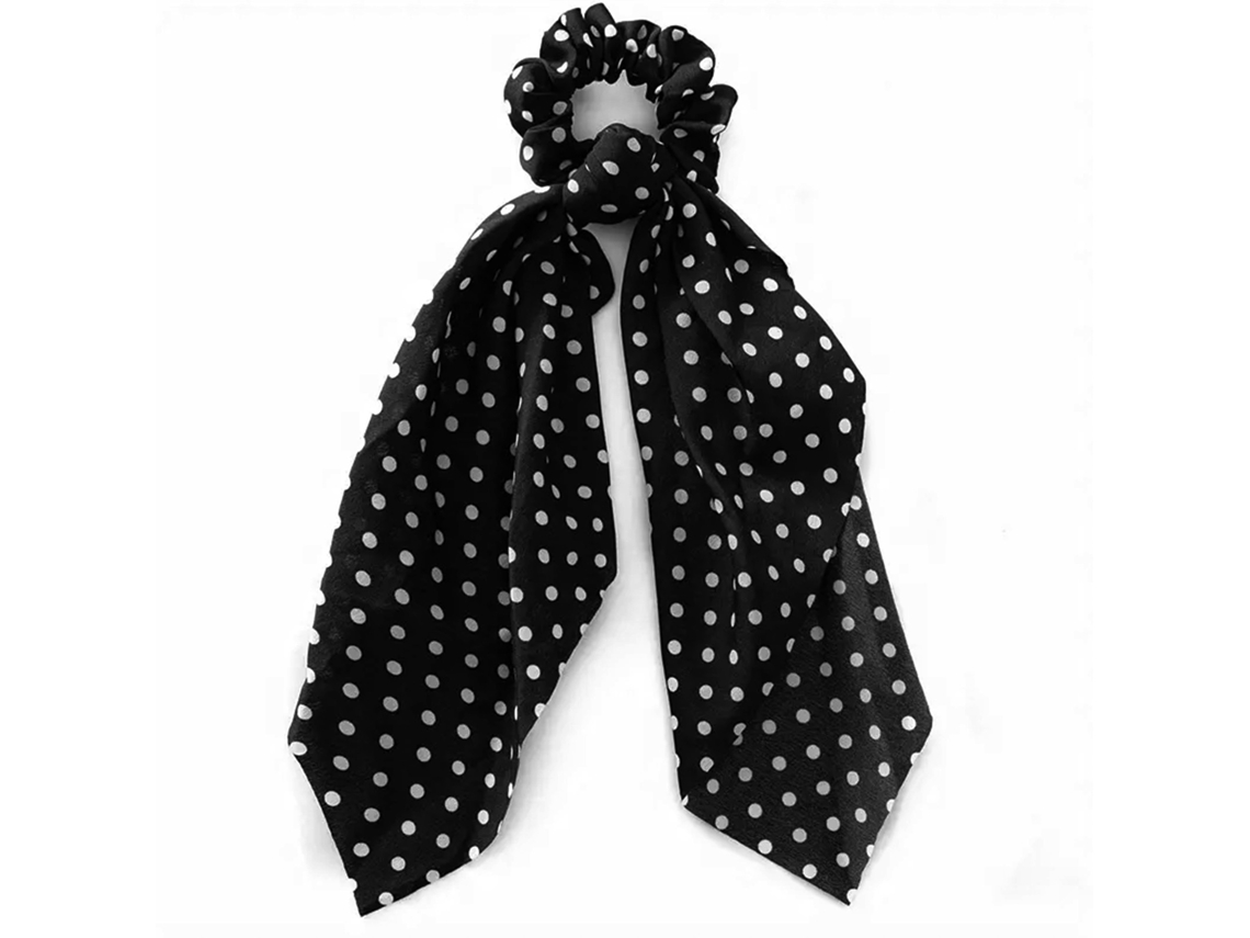 Shuchu Laço Longo Para Cabelo De Cetim De Ervilha Casual Preto