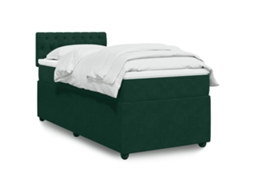 Vidaxl Cama Com Molas/colchão 90x190 Cm Veludo Verde-escuro