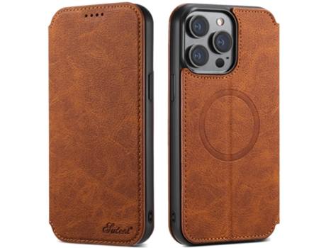Capa Magsafe Para Iphone 12 Pro Max Suteni Pele Sintética Laranja