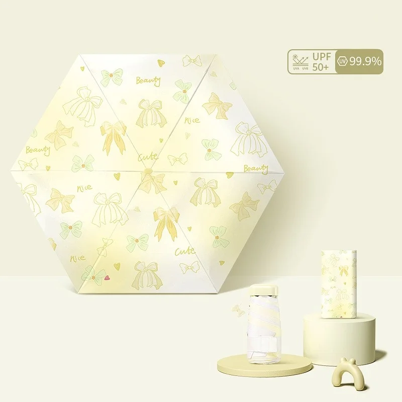 Guarda chuva Dobrável em Formato de Borboleta, com Seis Dobras, Mini Guarda chuva de Bolso Dobrável. MDUG (amarelo 6k)