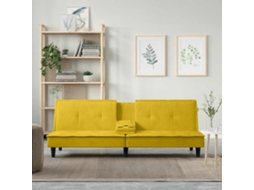Vidaxl Sofá-cama Com Suporte Para Copos Veludo Amarelo