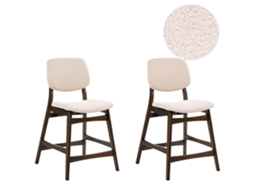 Conjunto De 2 Sillas De Bar Beliani Elaine De Bouclé Marrón 53x62x98