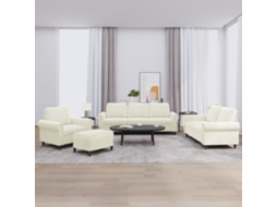 Vidaxl 4 Pcs Conjunto De Sofás Com Almofadões Veludo Cor Creme