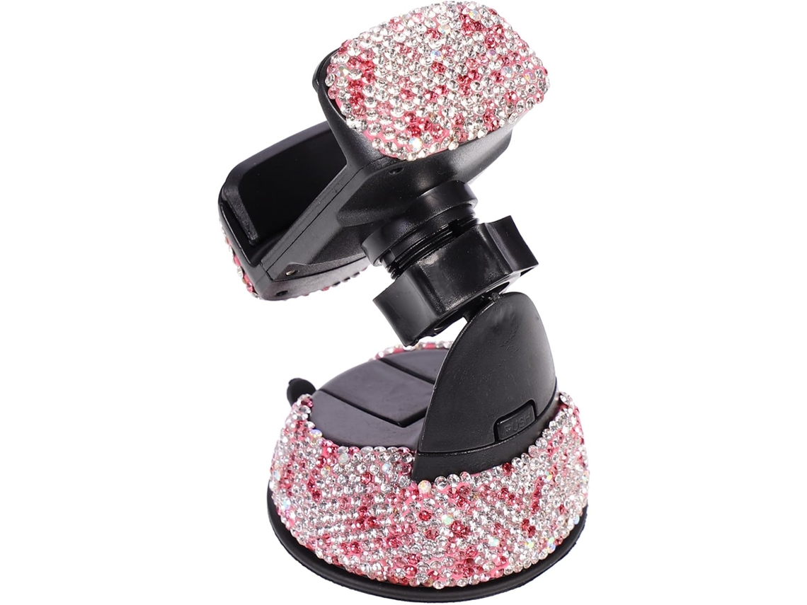 Suporte Para Celular Veicular Em Abs Com Glitter E Ajuste De 360°