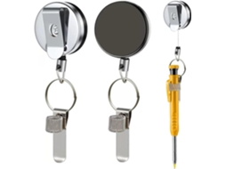 Conjunto De 2 Porta Lápis Retrátil, Porta Lápis De Metal Carpinteiro Com Cordão Aço 27, 5mm E Clipe Cinto