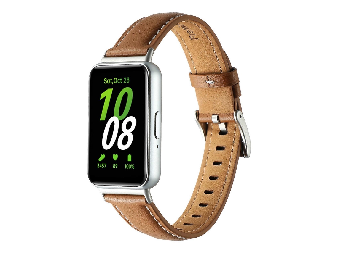 Pulseira De Couro Com Ponta Arredondada Para Samsung Galaxy Fit 3