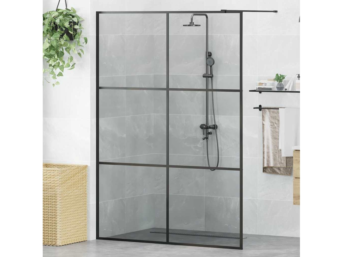 Vidaxl Parede De Chuveiro Walk-in Preto 140 X 195 Cm Vidro Temperado
