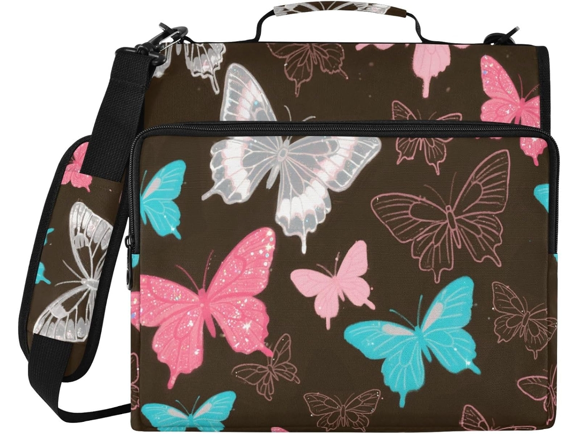 Organizador De Bolsa Com Laço Marrom Brilhante Lantejoulas Sintéticas, 3 Argolas, 3, 8cm De Diâmetro E Vários Bolsos