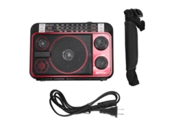 Rádio Mali Portátil de Onda Curta, FM, AM, SW, Bluetooth 5.0, com Antena Telescópica, Preto e Vermelho, Plug US 110V