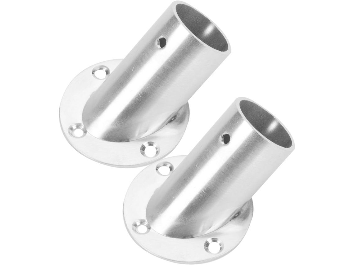 Suportes Para Varão De Chuveiro Baluue Em Aço Inoxidável 201 2 Peças Com Flange Chanfrada Toalha, Extremidades Robustas
