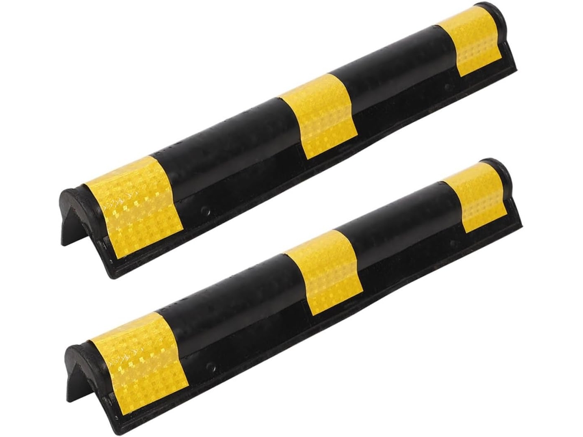 Conjunto De 2 Protetores Parede Refletivos Borracha Para Garagem,600x100x10 Mm,canto.