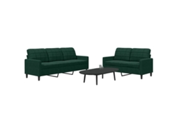 Vidaxl 2 Pcs Conjunto De Sofás Com Almofadões Veludo Verde-escuro