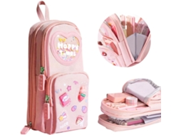 Estojo grande roxo kawaii com 3 compartimentos para material escolar, de escritório e de viagem | Ideal G Miraflow