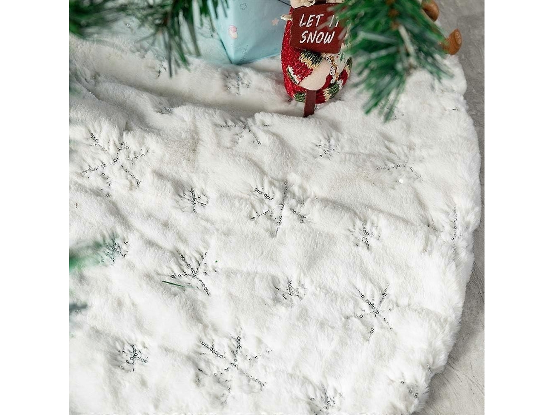 Saia De Árvore De Natal De Pelúcia Branca, 78cm, Para Decoração De Festas De Natal (prata, 30 Polegadas)