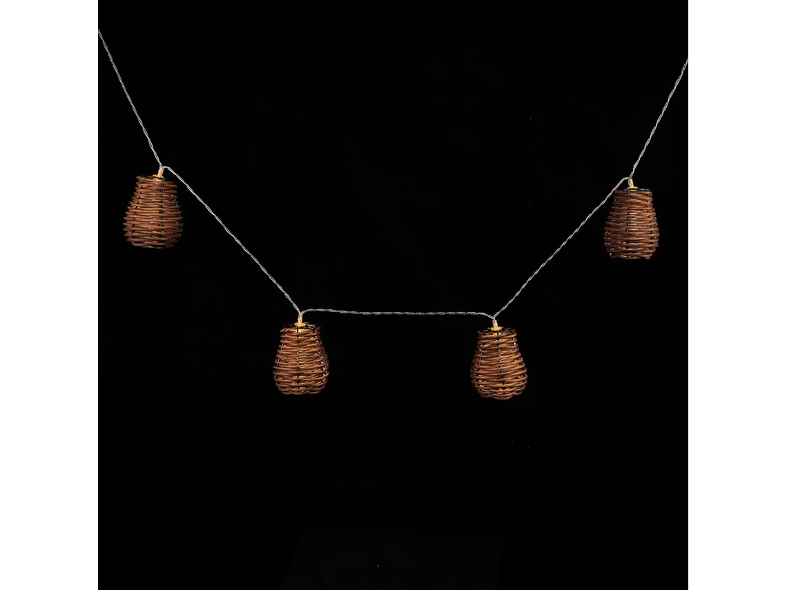 Luminária Led Decorativa em Rattan Sintético, Luz Ambiente Aconchegante, Iluminação Criativa Sem... SFUSHOS