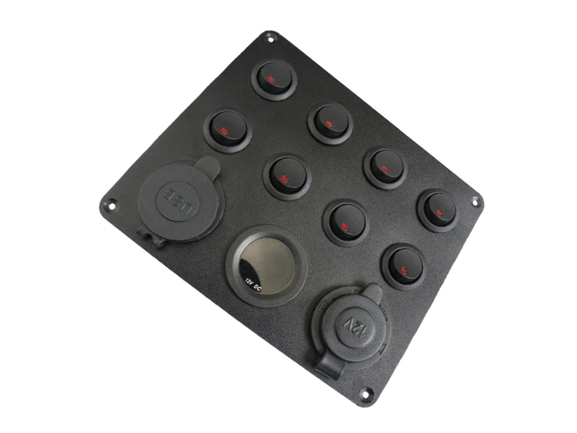 Painel De Disjuntores Automotivo Com Interruptor Basculante E Voltímetro, Design Olho De Gato.
