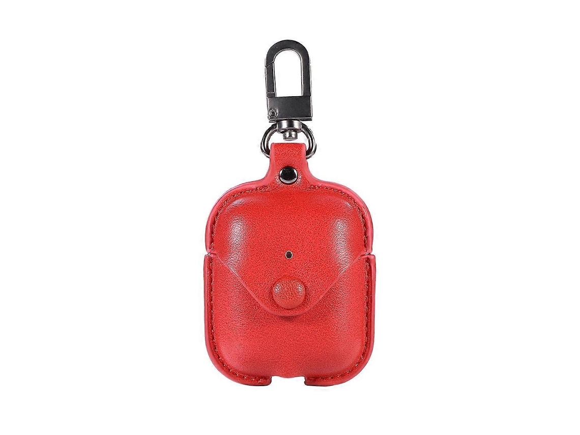 Capa protetora em couro PU para fones de ouvido Bluetooth sem fio Apple AirPods 1/2, com fivela metálica. GIECY