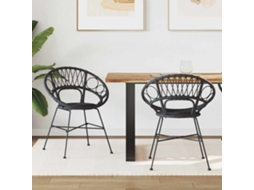 Vidaxl Cadeira De Jantar 2 Pcs Rattan E Ferro Preto 54 X 65 X 82 Cm