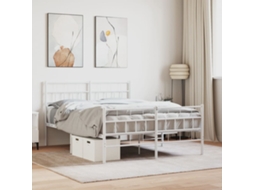 Vidaxl Estrutura De Cama Com Cabeceira E Pés 120x200 Cm Metal Branco
