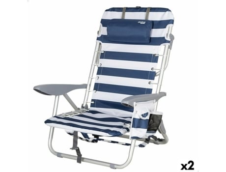 Cadeira de Praia AKTIVE Azul Branco 50 X 76 X 45 Cm 2 Unidades