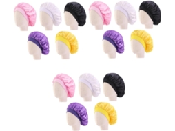 Conjunto De 15 Gorros De Cetim Para Meninos E Meninas Nas Cores Amarelo, Preto, Branco E Rosa - Gorros De Aba Larga Para Dormir