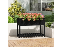 Vidaxl Vaso/floreira Com Prateleira 111,5x54x81 Cm Pinho Maciço Preto