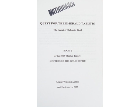 Livro Quest For The Emerald Tablets De Jeri Castronova Phd (inglês)