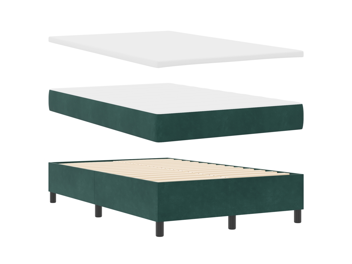 Conjunto 1 Cama Box Vidaxl Verde Veludo (190 X 120 Cm)