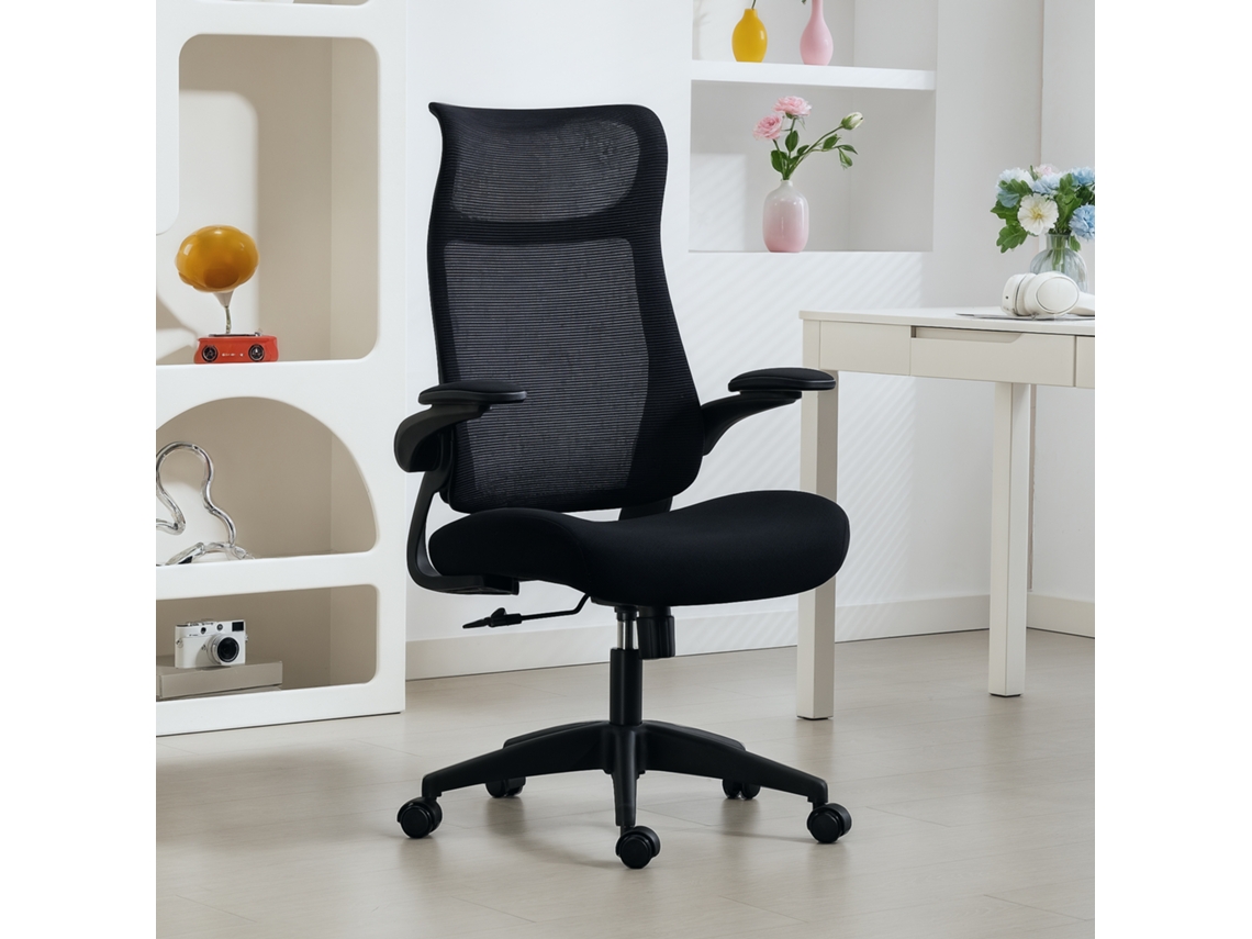 Ergonomic Office Chair With 3d Armrests, Mesh Back, S-shaped Backrest, Headrest, Tilt Function, Black