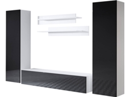 Conjunto de Móveis de TV Luke 7C MÓVEIS BONITOS (Branco e Preto - 260x40x165 cm)