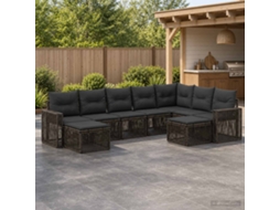Vidaxl Conjunto De Sofá De Jardim 9 Unid. Cinza E Cinza Escuro Vime Pe