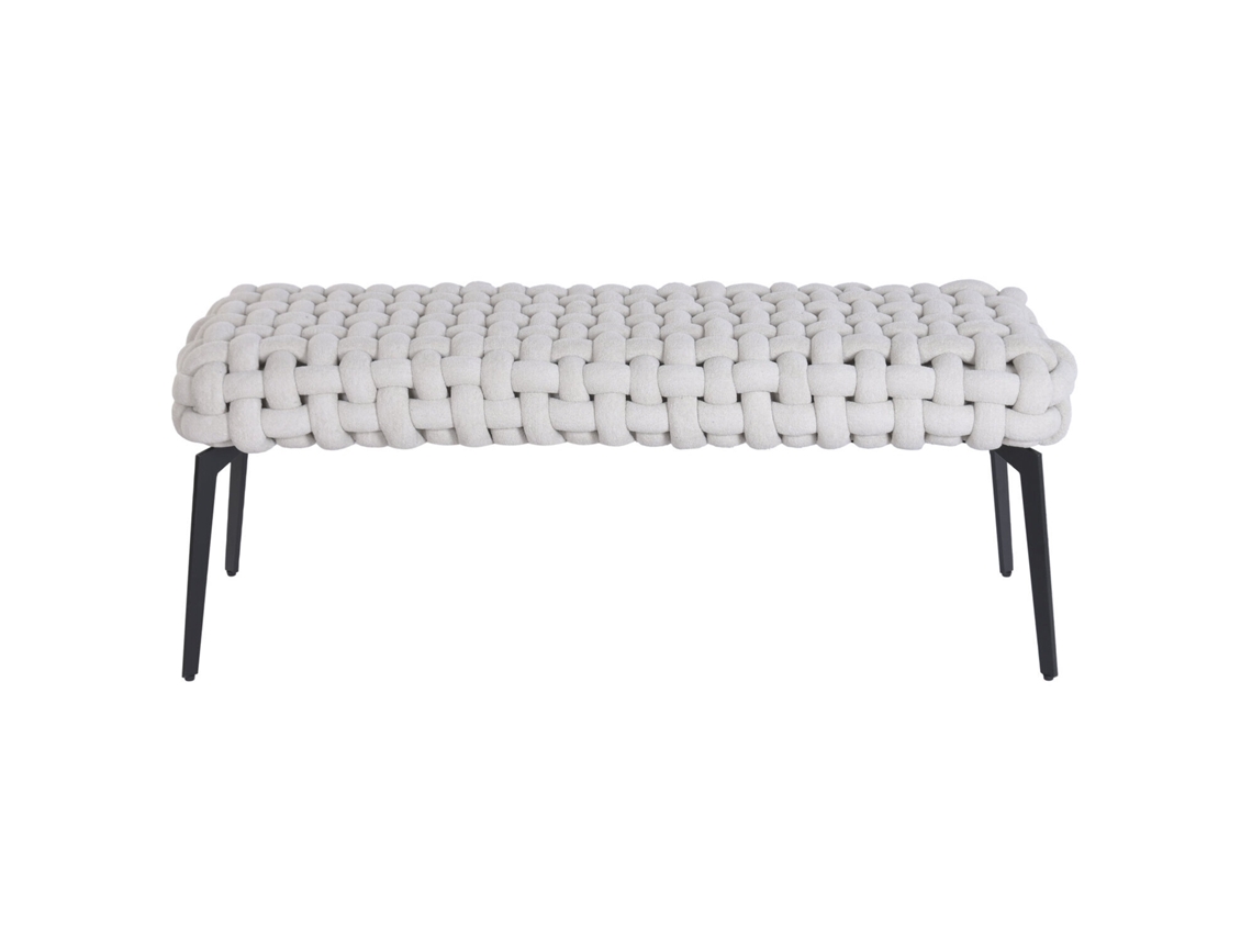 Banco para Sapatos em Metal Poliéster com Nós Bege (127x48x50cm) ALEXANDRA HOUSE LIVING