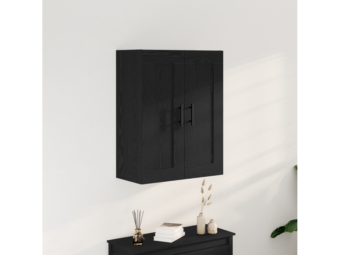 Armario de pared de roble negro 69,5 x 34 x 90 cm Madera de ingeniería