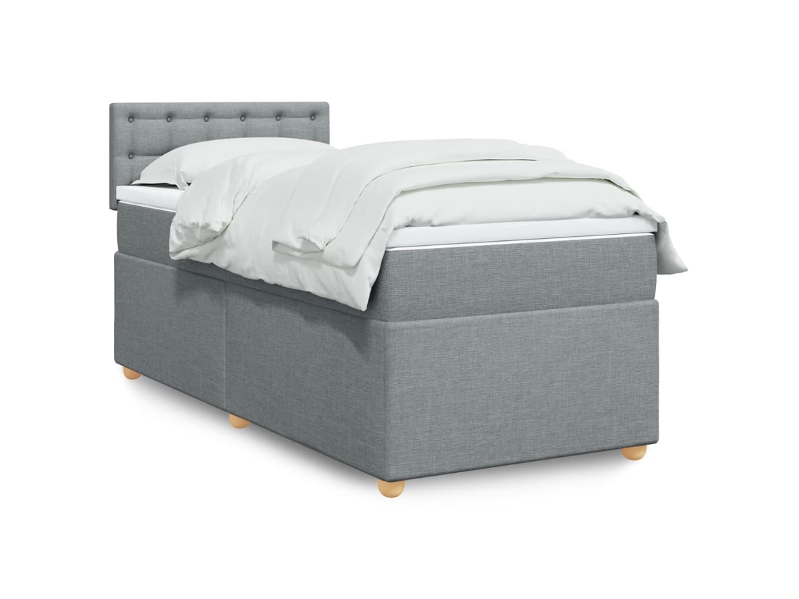 Cama Com Molas/colchão 90x190 Cm Tecido Cinzento-claro