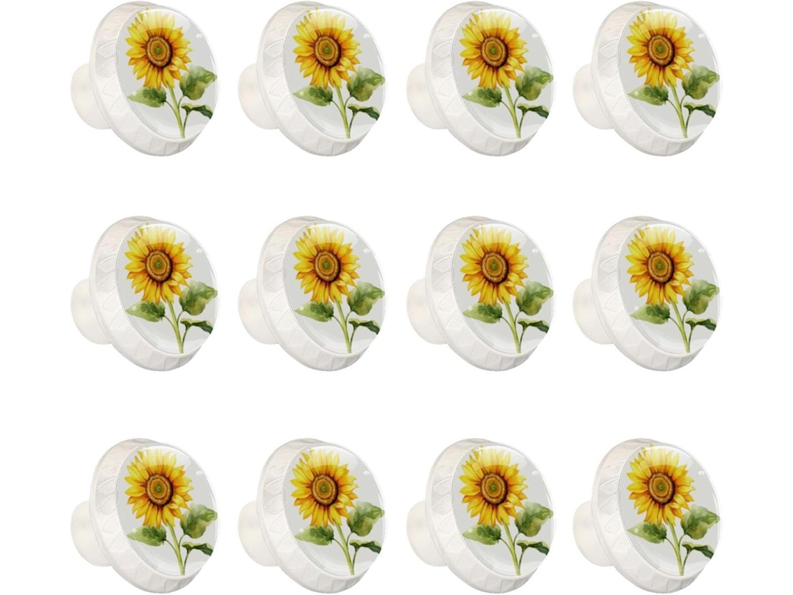 Puxadores Redondos Para Armários De Cozinha, Puxadores Para Armários E Gavetas, 12 Peças, Arte Floral Outonal, Puxadores