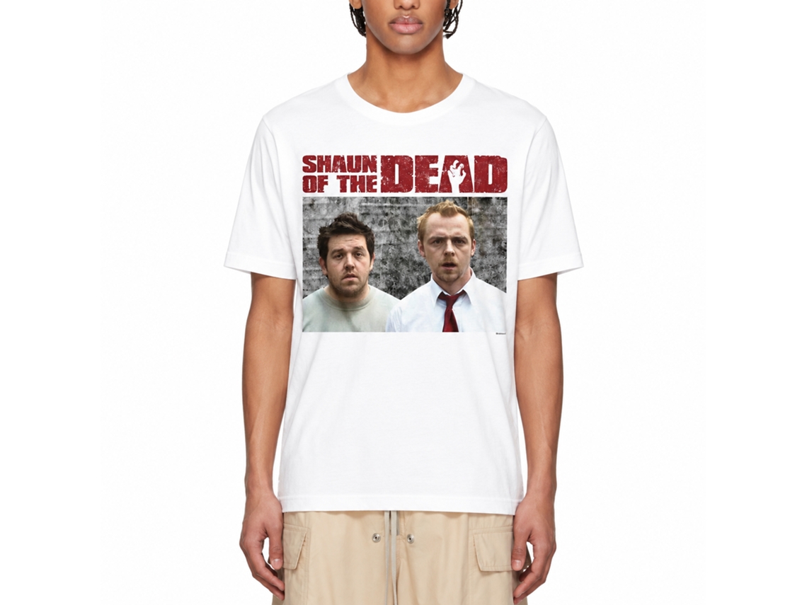 Rockinstone Shaun Of The Dead Movie Shaun And Ed White Adult T-shirt Size:l