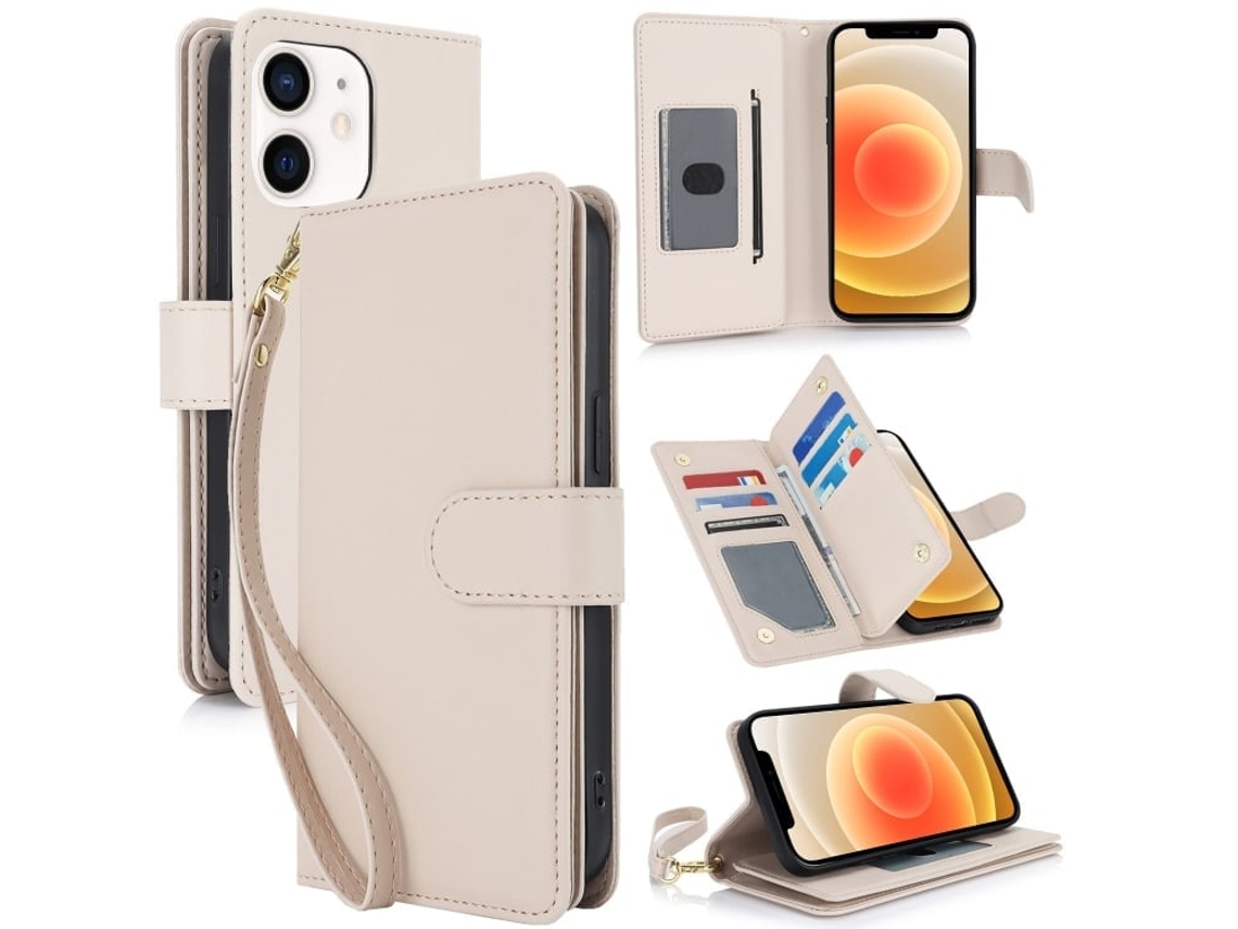 Capa Carteira De Couro Para Iphone 12 Pro - Com Rfid - Para Vários Cartões