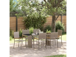 Vidaxl Conjunto De Jantar Para Jardim 7 Pcs Cinzeto Vime Pe