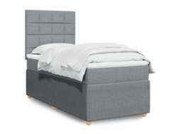 Vidaxl Cama Com Molas/colchão 90x200 Cm Tecido Cinza-claro