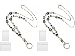 Lurelia Porta-crachá Transparente Com Cordão Com Chaveiro 2 Cordões Para Escritório E Escola