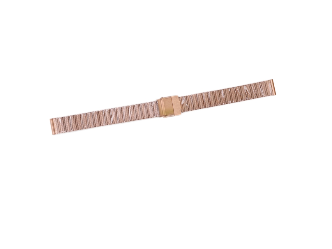 Pulseira de relógio de malha trançada em aço inoxidável, cor ouro rosa, 0,79 polegadas.